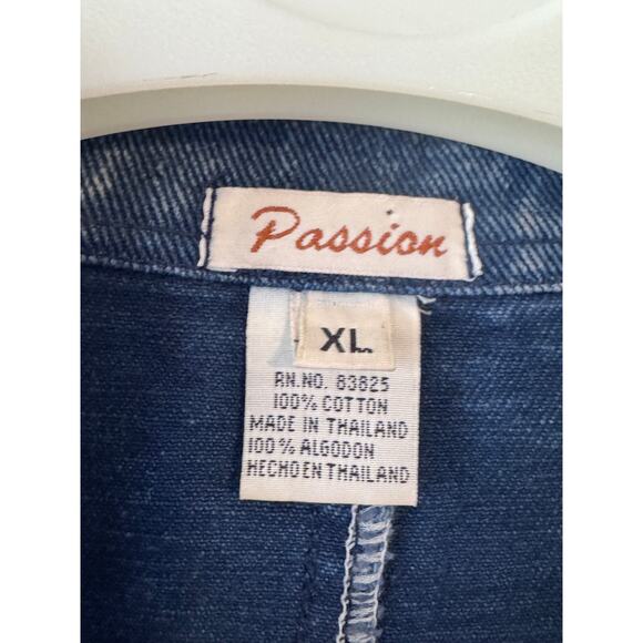 Vintage 80s Denim Jacket Beaded - XL - Picture 8 of 8